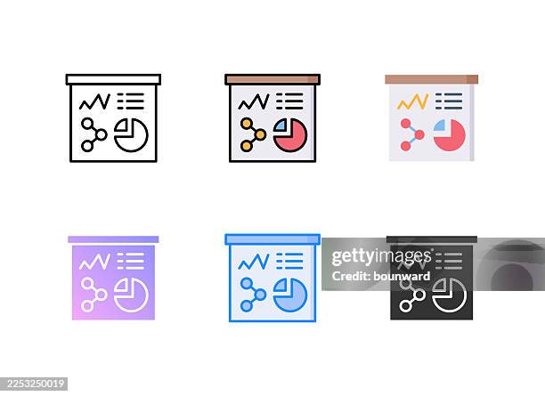 presentation infographic icon. 6 different styles. editable stroke. - hard decision stock illustrations