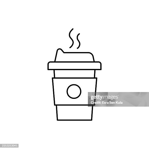take away coffee cup line icon design with editable stroke. suitable for infographics, web pages, mobile apps, ui, ux, and gui design. - paper coffee cup stock illustrations