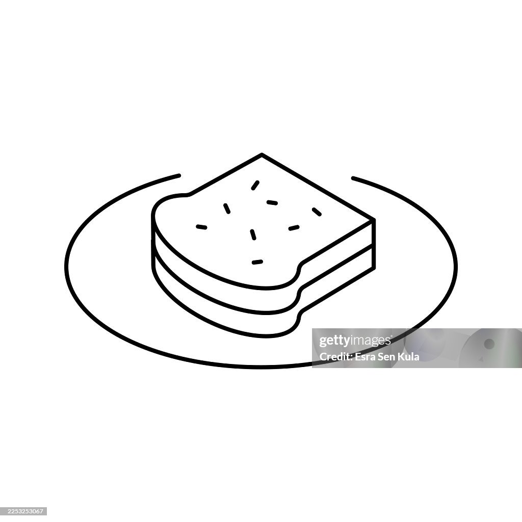 Toast on Plate Line Icon Design with Editable Stroke. Suitable for Infographics, Web Pages, Mobile Apps, UI, UX, and GUI design.