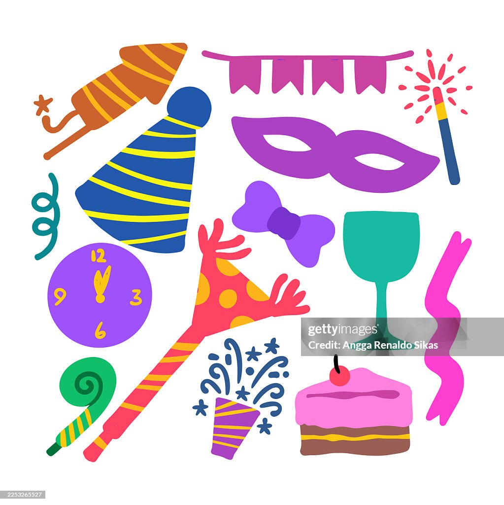 Colorful pastel colored party icon set