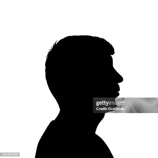 silhouette man profile - profile view stock illustrations