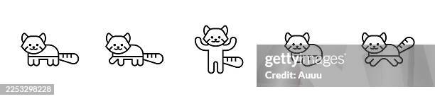 konzept-ikonenset zum internationalen roten panda tag - baumbewohnendes tier stock-grafiken, -clipart, -cartoons und -symbole