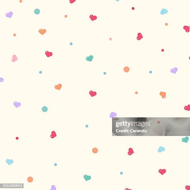 pastel heart confetti seamless pattern background - heart background pattern stock illustrations
