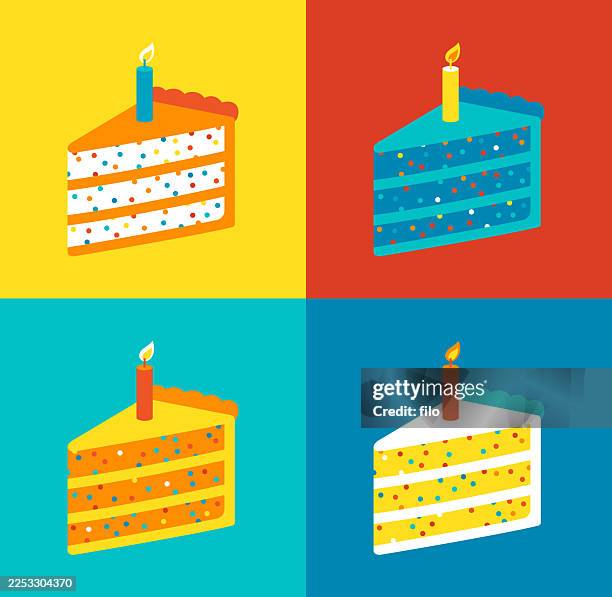alles gute zum geburtstag kuchenfeier - geburtstagstorte stock-grafiken, -clipart, -cartoons und -symbole