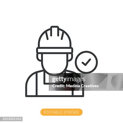 Qualified worker icon. Editable stroke thin line icon Qualified worker icon. Editable stroke thin line icon