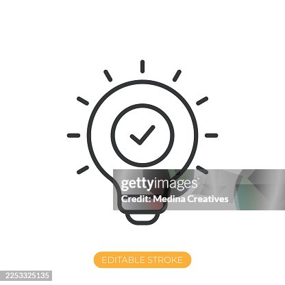 Validated idea icon. Editable stroke thin line icon Validated idea icon. Editable stroke thin line icon