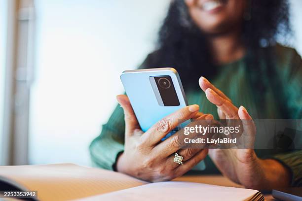 close-up of mature businesswoman's hands using smartphone - tapping stock pictures, royalty-free photos & images