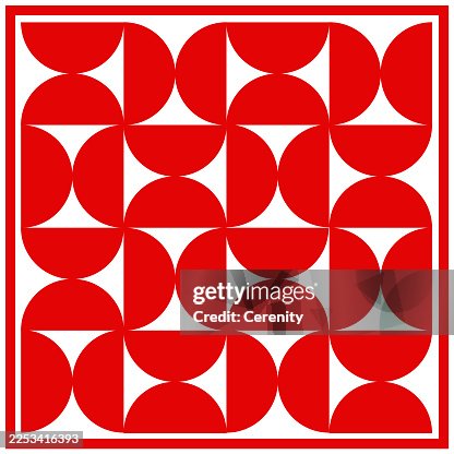 Bold Red Geometric Circle Grid Pattern With White Negative Space Bold Red Geometric Circle Grid Pattern With White Negative Space