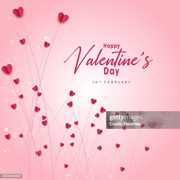 happy valentine's day greeting card with paper cut of hearts. - valentines background stock illustrations