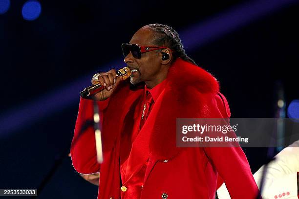 Snoop Dogg performs the halftime show during the game between the Minnesota Vikings and the Detroit Lions at U.S. Bank Stadium on December 25, 2025...