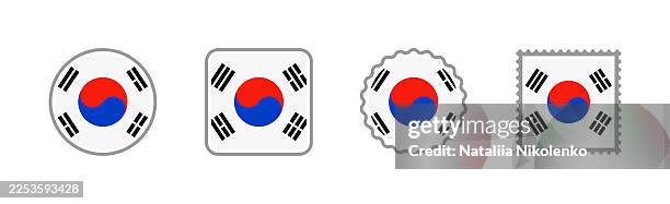 south korea - set of flags of different shapes. - haberdashery stock illustrations