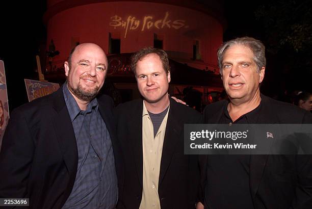 Dean Valentine, Joss Whedon and Jonathon Dolgen at a screening of "Once More With Feeling", the musical episode of "Buffy, The Vampire Slayer" at the...