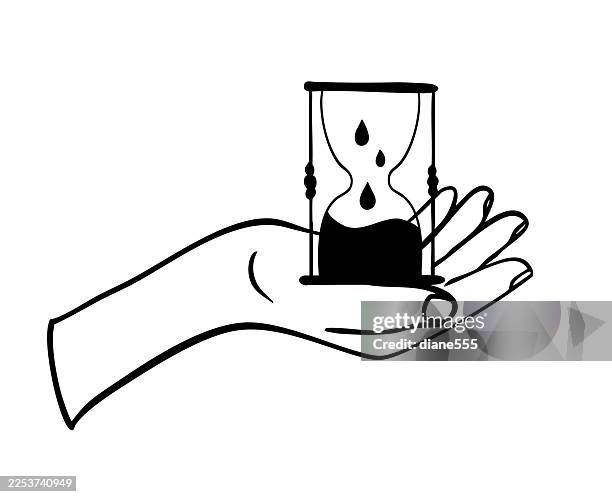 biological clock: time and menstruation tracking - menopause concept doodled icon on a transparent background - menopause stock illustrations