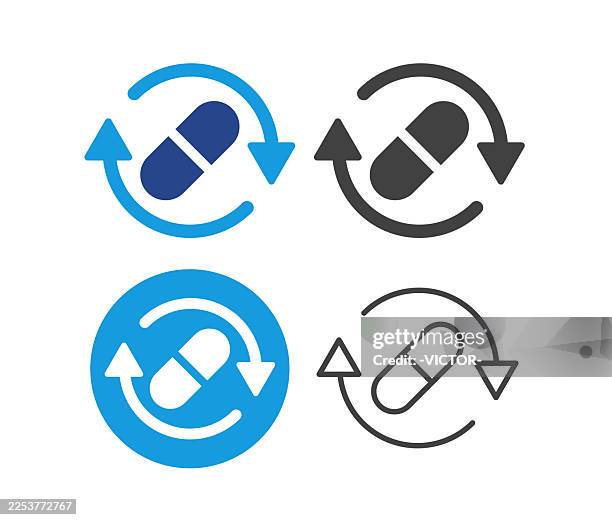 illustrazioni stock, clip art, cartoni animati e icone di tendenza di capsule e simbolo della freccia - icone di illustrazione - prevenzione delle malattie