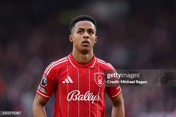 NOTTINGHAM, ENGLAND Omari Hutchinson of Forest during the Premier League match between Nottingham Forest and Manchester City at City Ground on...