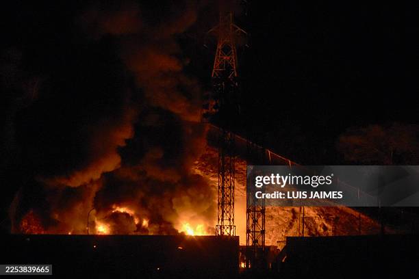 Picture of fire at Fuerte Tiuna, Venezuela's largest military complex, after a series of explosions in Caracas on January 3, 2026. Loud explosions,...