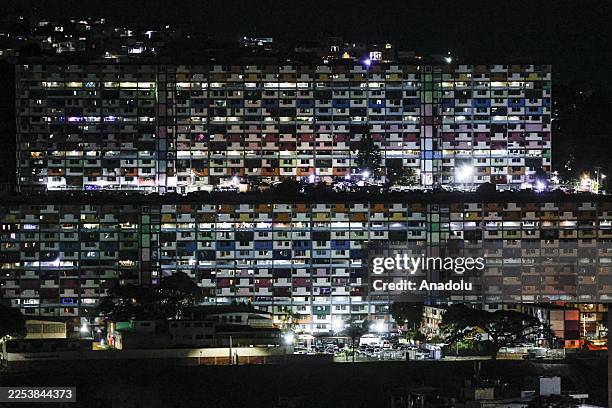 Night view of the Chavista neighborhood 23 de Enero in Caracas taken after a series of explosions heard on January 3, 2026. At around 2:00 a.m. On...