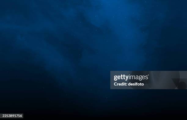 dark navy blue color gradient dotted defocused blurred spotted textured effect wall horizontal vector background, wallpaper with silver dots as stars in outer space universe or snow like glitter dust bubbles all over the background as starry midnight sky - physical description stock illustrations
