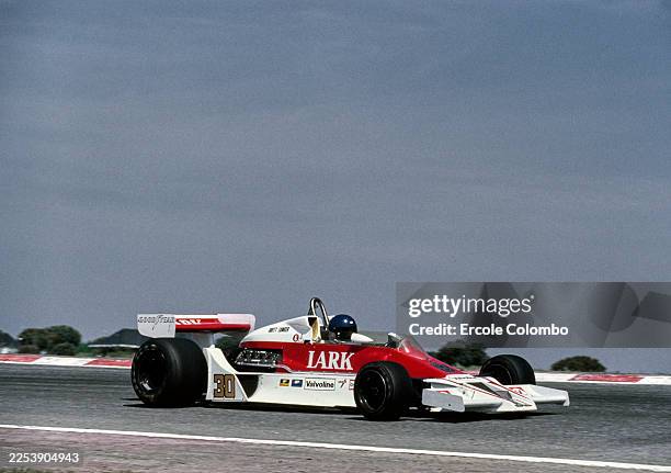 Brett Lunger from the United States driving the Liggett Group/B & S Fabrications McLaren M26 Ford Cosworth DFV V8 during practice for the Formula One...
