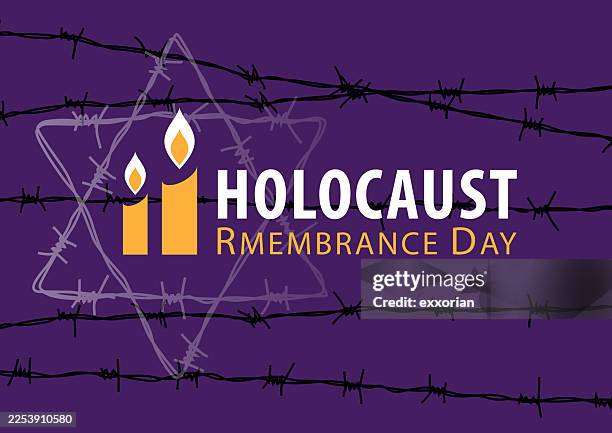 holocaust david star barbed wire igniting - anti semitism stock illustrations
