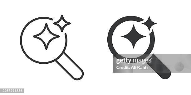 ai spark thin line and glyph solid icon. editable stroke and perfect pixel isolated on transparent background - generative art stock illustrations