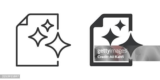 ai spark thin line and glyph solid icon. editable stroke and perfect pixel isolated on transparent background - generative art stock illustrations