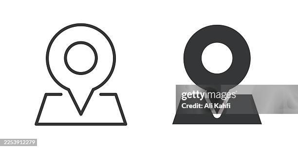 map pin thin line and glyph solid icon. editable stroke and perfect pixel isolated on transparent background - remote australia stock illustrations