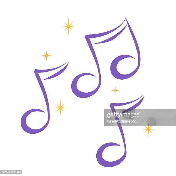 hand drawn music notes isolated on a transparent background - simple vector music notes stock illustrations