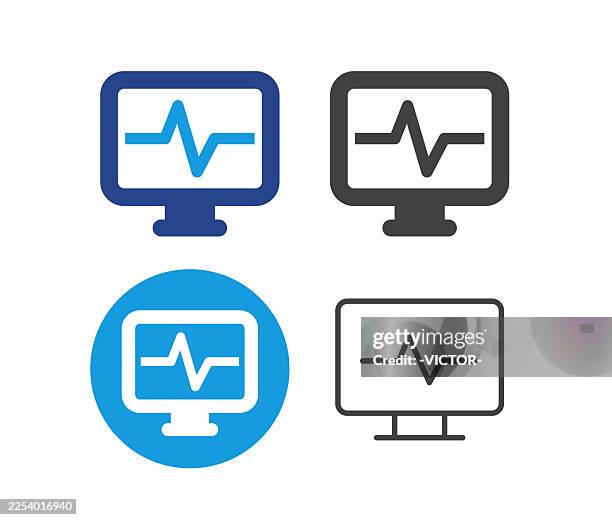 monitor and heart rate - illustration icons - taking pulse stock illustrations