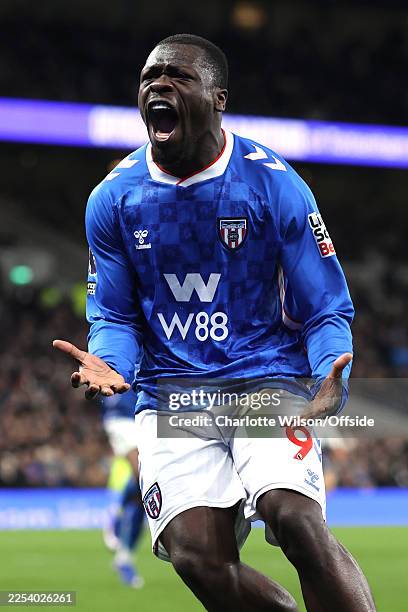 Brian Brobbey of Sunderland celebrates scoring their equalising goal during the Premier League match between Tottenham Hotspur and Sunderland at...