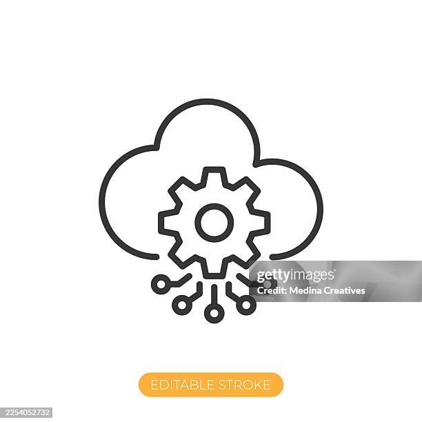 server synchronization icon. editable stroke thin line icon - code graphs screen stock illustrations