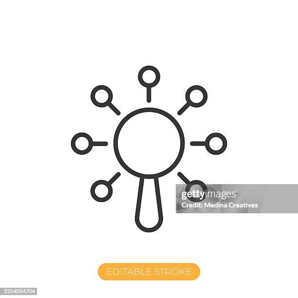 database synchronization icon. editable stroke thin line icon - computer screen data center stock illustrations