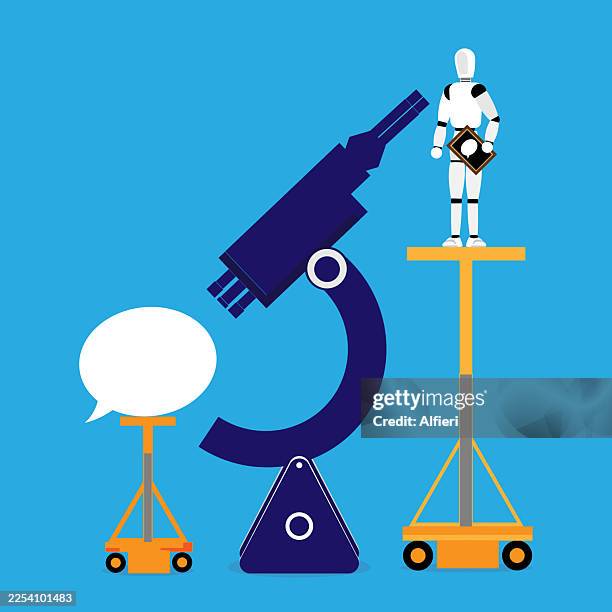 ai analyzing speech bubble - check forgery stock illustrations