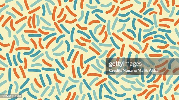 colorful doodle lines seamless pattern with geometric shape for background design - 90s pattern stock illustrations