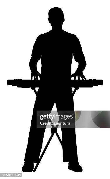keyboardist silhouette - piano key stock illustrations