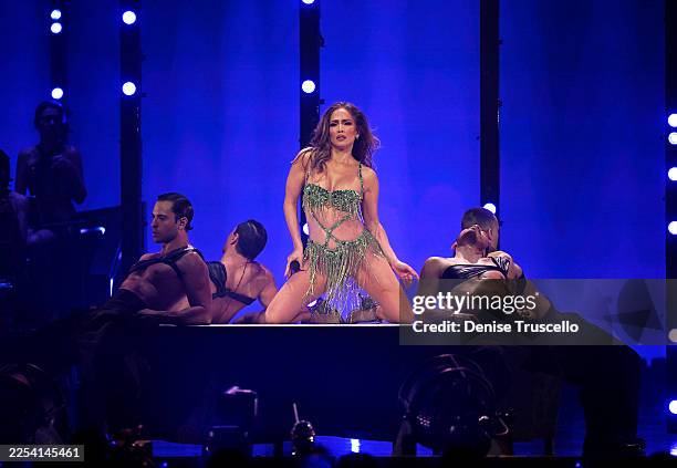 Jennifer Lopez performs during the debut of her Las Vegas residency at The Colosseum at Caesars Palace on December 30, 2025 in Las Vegas, Nevada.