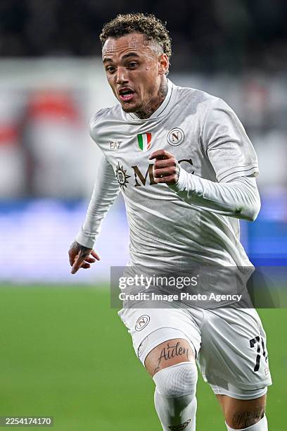 Noa Lang of Napoli in action during the Serie A match between US Cremonese and SSC Napoli at Stadio Giovanni Zini on December 28, 2025 in Cremona,...