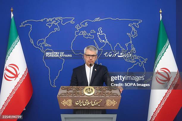 Esmaeil Baghaei spokesperson of Iran's Foreign Ministry seen during his weekly press conference. Esmaeil Baghaei, spokesperson for Iran's Foreign...