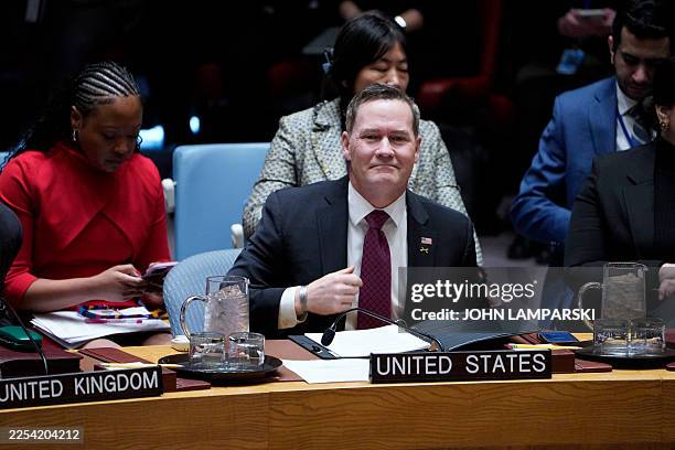 Ambassador to the United Nations Michael Waltz listens during a UN Security Council emergency meeting to discuss recent US actions in Venezuela on...