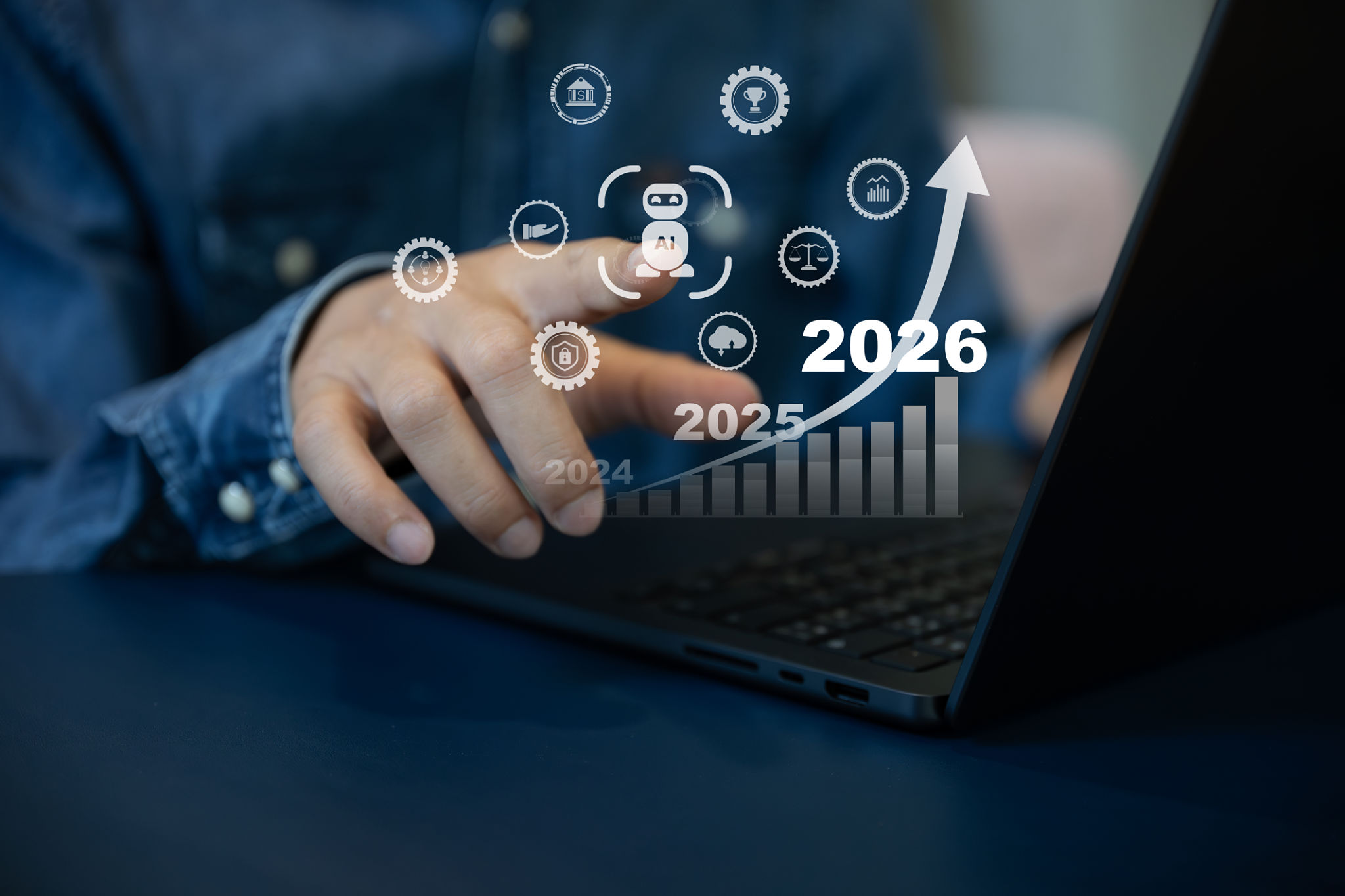 The Image shows an AI robotic arm helping businesses to generate sustainable profit growth on 2026 year The Image shows an AI robotic arm helping businesses to generate sustainable profit growth on 2026 year