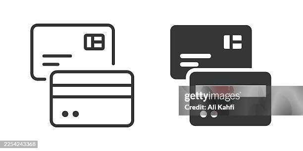 credit card thin line and glyph solid icon. editable stroke and perfect pixel isolated on transparent background - using debit card stock illustrations