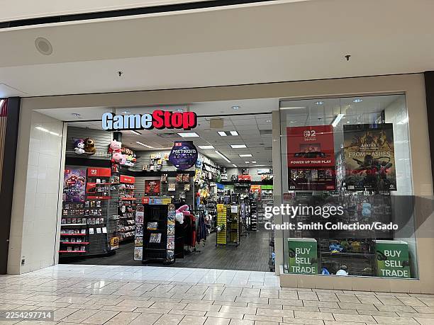 Facade with sign and logo at Gamestop location in Pleasanton, California, December 31, 2025.