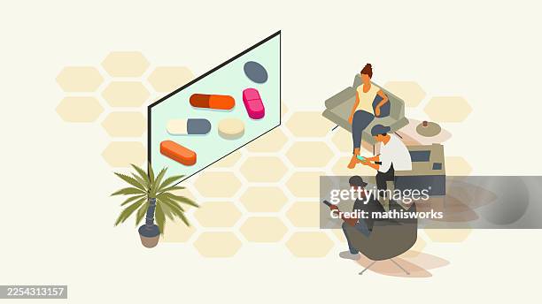 ilustrações de stock, clip art, desenhos animados e ícones de pharmaceutical advertising - indústria farmacêutica