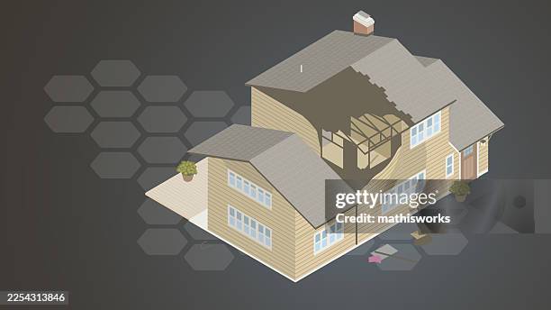 fire damage - house siding stock illustrations