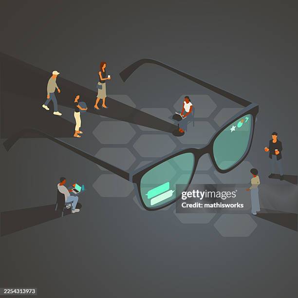 smart glasses - virtual headset stock illustrations