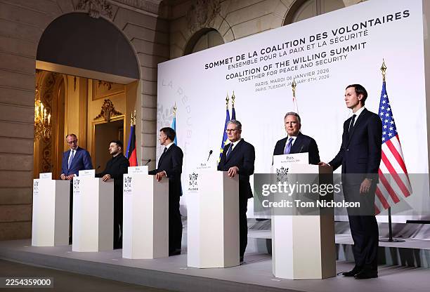 Friedrich Merz Chancellor of Germany, Volodymyr Zelensky President of Ukraine, Emmanuel Macron President of France, Keir Starmer Prime Minister of...