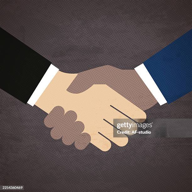 modern flat design handshake illustration representing partnership and diversity - meet and greet stock illustrations