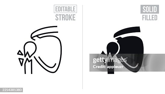 Shoulder With A Fractured Humerus Bone - Editable Stroke And Solid Icons Shoulder With A Fractured Humerus Bone - Editable Stroke And Solid Icons