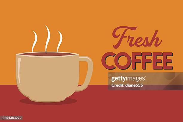 kaffeeschild oder banner in rostfarbenen farben - kantine stock-grafiken, -clipart, -cartoons und -symbole
