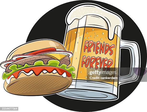 beer and burger - draft beer stock illustrations
